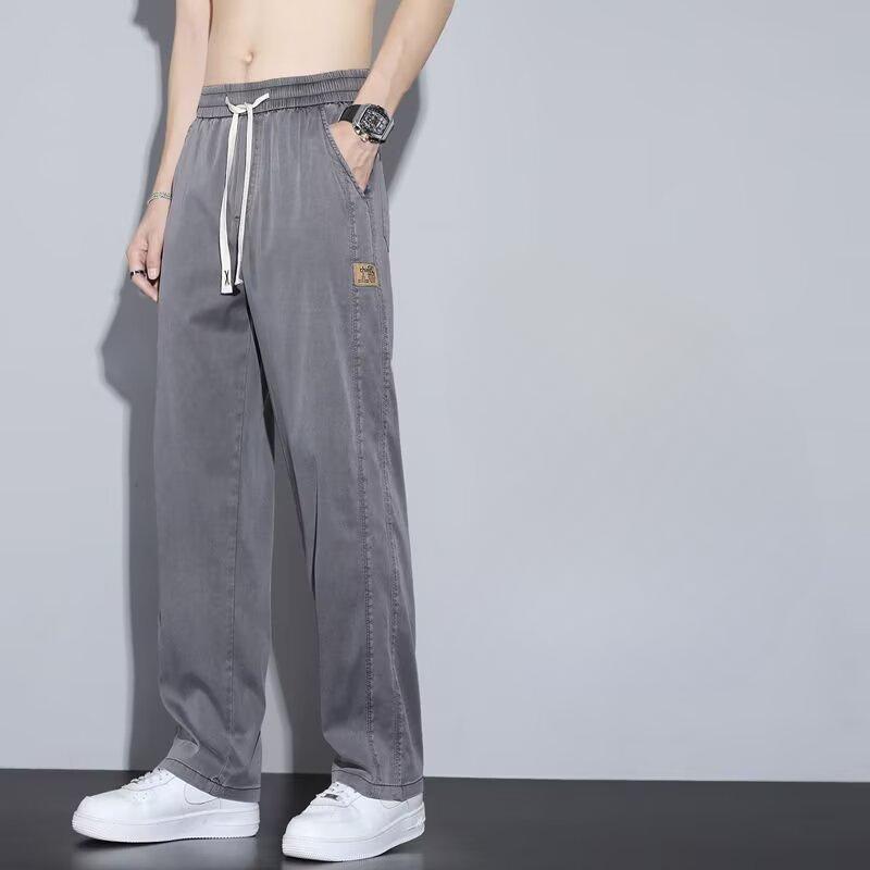 Summer Thin Drooping Tennis Jeans Men's Loose Straight Wide-leg Tennis Casual Trousers Men's Solid Color