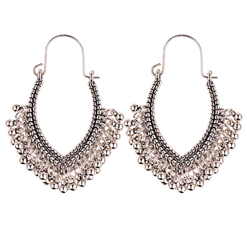 Indian Jhumka Zircon Vintage Bell Tassel Earring Boho Antique Ethnic Copper Plated Drop Hanging Earrings For Women Pendientes