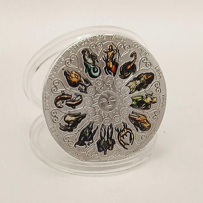 1 Piece Twelve Zodiac Signs Lucky Souvenir Coin Goddess Guardian Art Gift for Astrology Lovers Collection