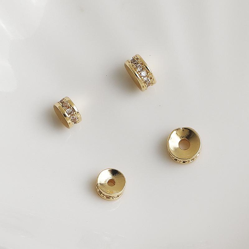 14K Gold-Filled Zircon Wheel Spacer Beads for DIY Bracelets Jewelry