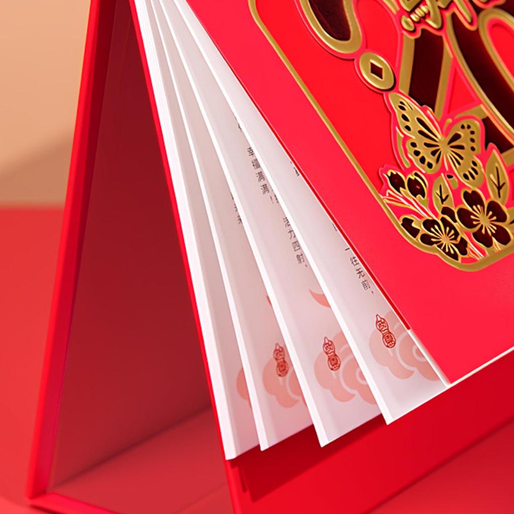 Desktop Calendar 2026 Year Of The Horse Red Hollow Table Calendar Creative Celebration Chinese Style Monthly Calendar Home Decor