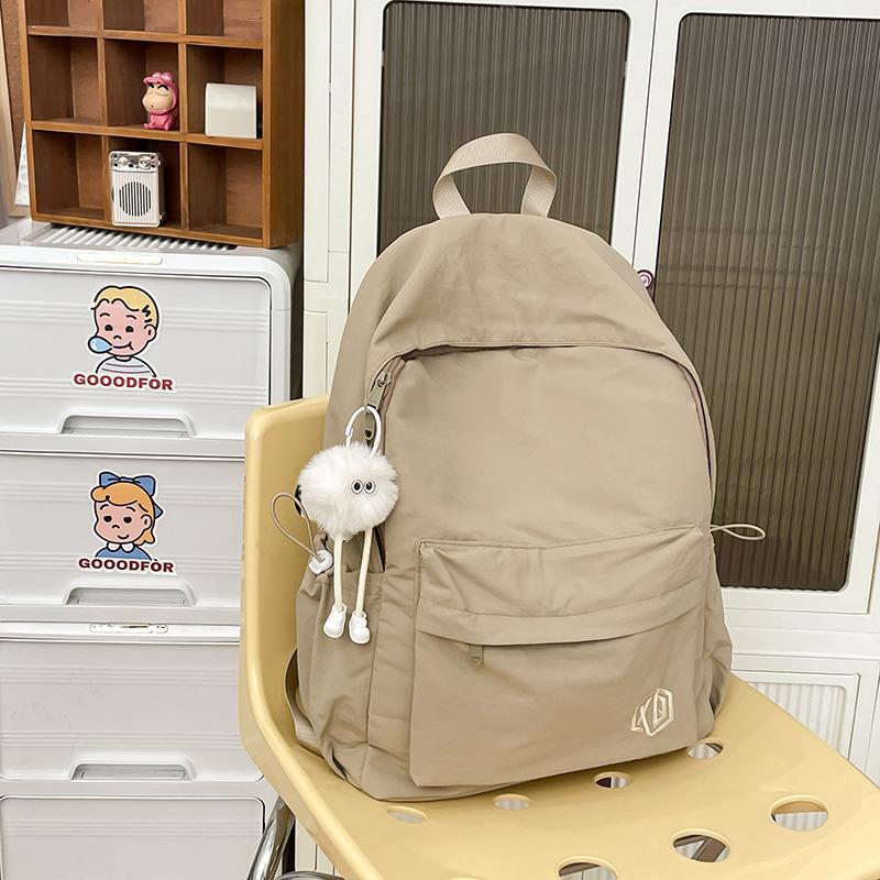 Schoolbag schoolbag female college student solid color simple design junior high school backpack, Korean version ins Mori girl treasure backpack