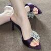 Spot L-248 Summer New 2025 Rhinestone Stunning High Heel Sandals Premium Feeling Not Tired Foot Pointed High Heels