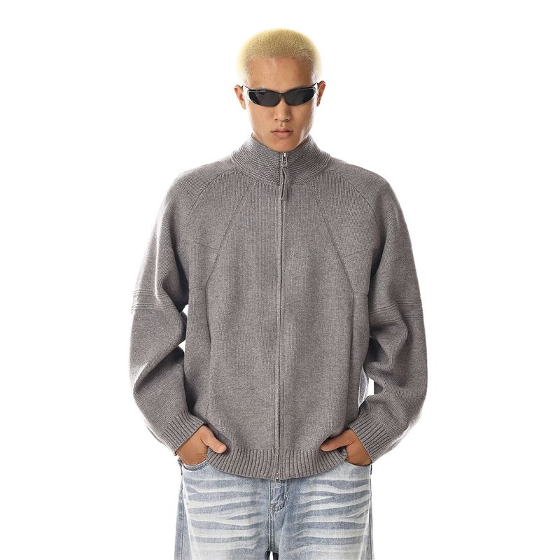 American Retro Design Niche Knitted Cardigan Sweater for Men, New Autumn Versatile Casual Loose Commuter Jacket