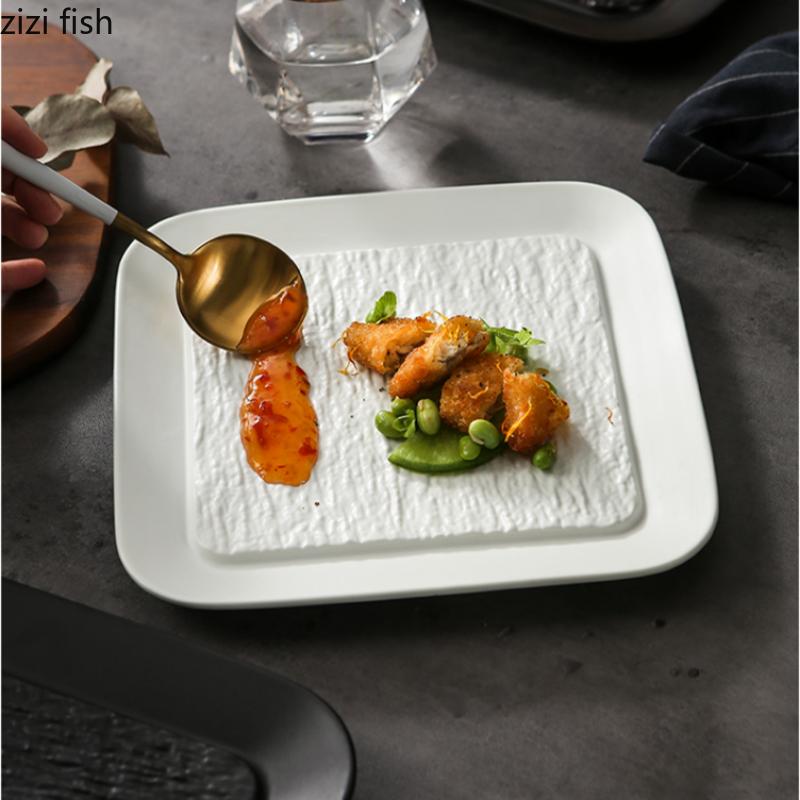 Square Ceramic Dinner Plate Western Food Plate Steak Plates Pasta Dish Serving Plates Fruit Dish Salad Bowl Sushi Dish Tary