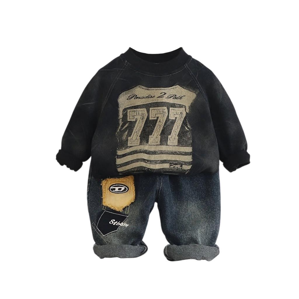 Kids Casual Long-Sleeve Set, Comfortable Daily Wear Outfits