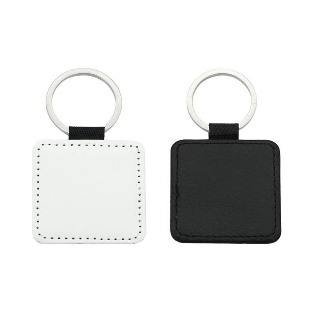 Leather Keychains Blank Heart Round Sublimation Key Holder DIY Printing Tags Luggage Label Bag Pendant Travel Accessories