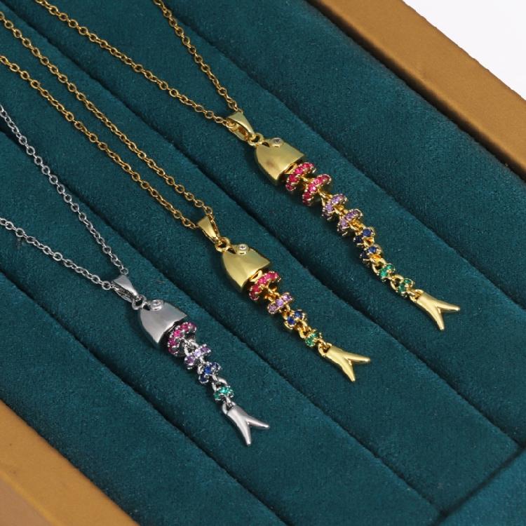 Dynamic Floating Fish Pendant Necklace Scratch Resistant Finish Adjustable Length Neckchain Fashion Forward Jewelry