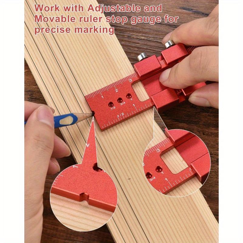 3pcs/set T-Ruler - Ergonomic Aluminum Pocket Square with Metric/Inch Measurements and Slide Stops Precision Woodworking