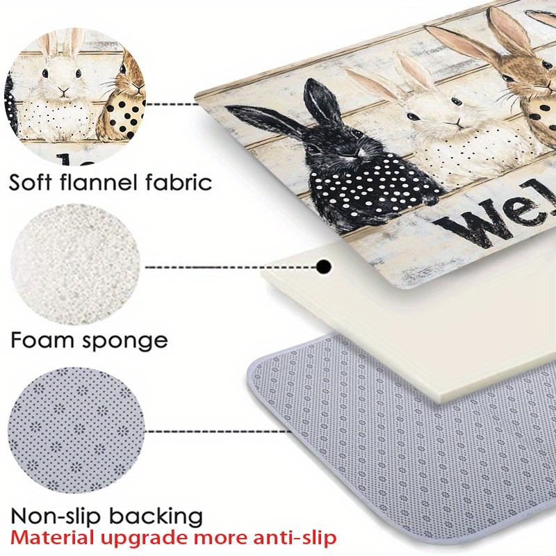 1pc Easter Bunny & Chick Design Welcome Mat - Non-Slip, Absorbent, Machine Washable, Fade-Resistant, Indoor/Outdoor Use, Polyest