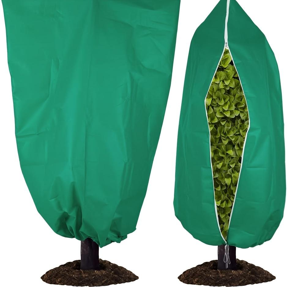 Large Plant Frost Protection Bags - Green PP Anti-Freeze Tree & Shrub Covers with Zipper and Drawstring for Outdoor Winter Weather Conditions