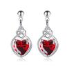 Heart Knot Created Red Ruby Natural Garnet 925 Sterling Silver Romantic Heart Stud Earring for Women Statement Gemstone Jewelry