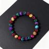 Festive Gifts Multicolor Rainbow Agate Beaded Bracelet Vibrant Fashion Jewelry For Men And Women Daily Wear Simple Versatile Accessory