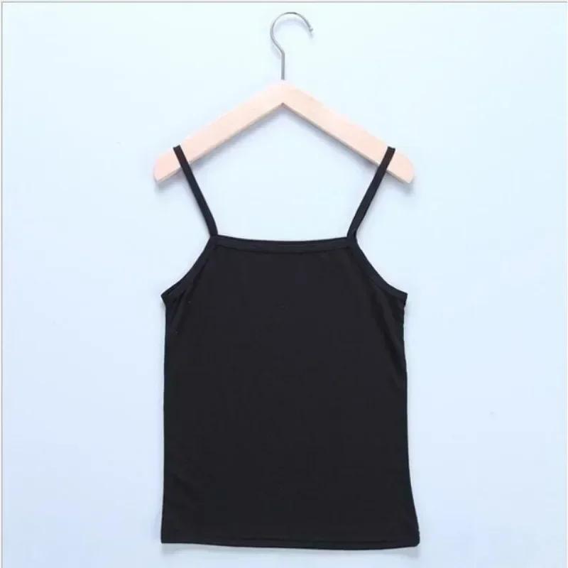 Women Solid Color Simple Clothes Sexy Base Vest Sling Camisoles Undershirts Slim Crop Top Tank Tops Stretch Sleeveless Decor