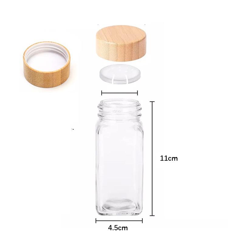 1/2Pcs 120ml Glass Spice Jars With Bamboo Lid Spice Seasoning Containers Salt Pepper Shakers Spice Organizer Kitchen Storage Set