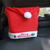 4Pcs Christmas Hat Car Headrest Dust Cover For New Year Car Decor All Inclusive Headrest Cover Seat Cap Universal Auto Interior