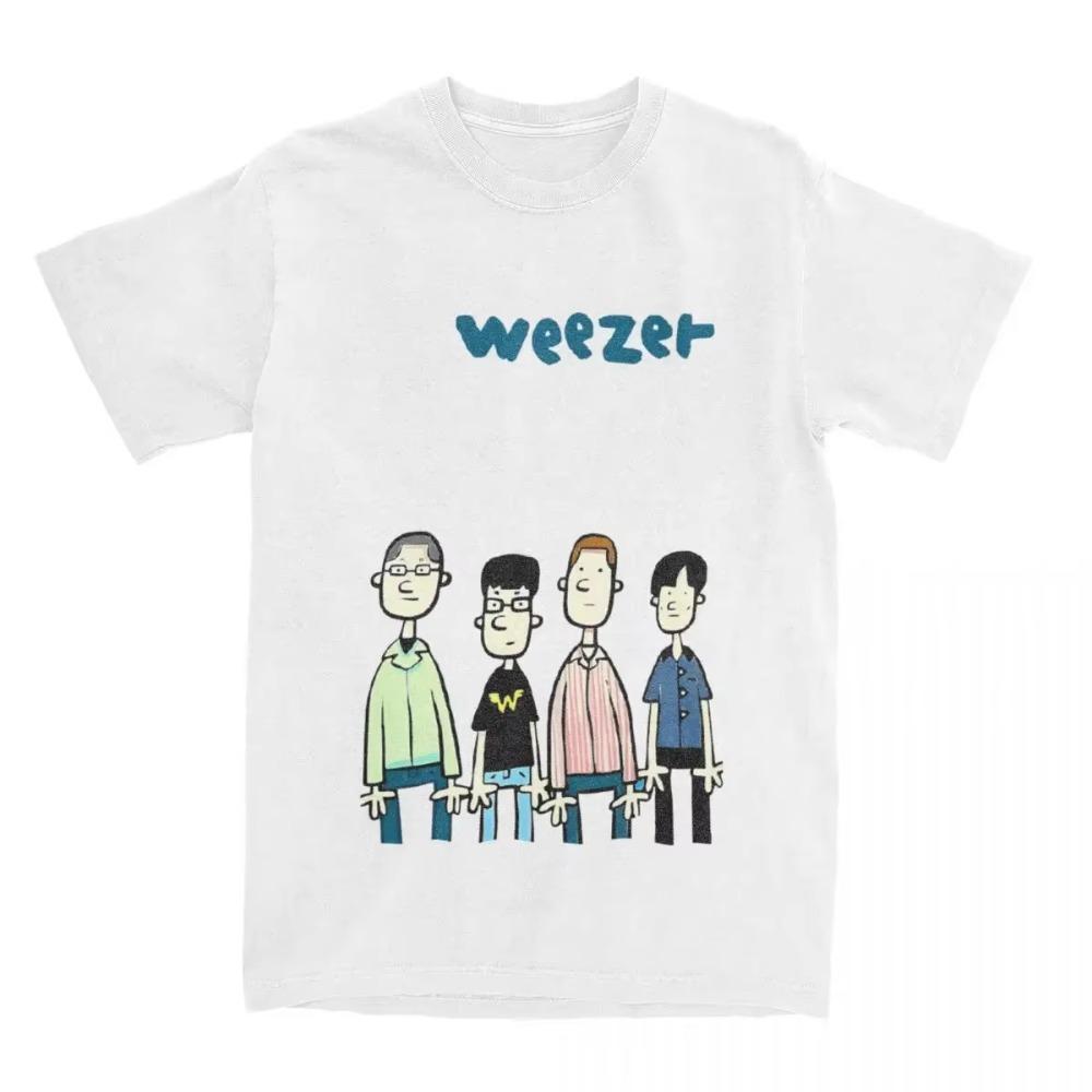 Potištěné pánské tričko kapely WEEZER je retro 100% čistá bavlna rockový kulatý výstřih krátký rukáv trendy outfit