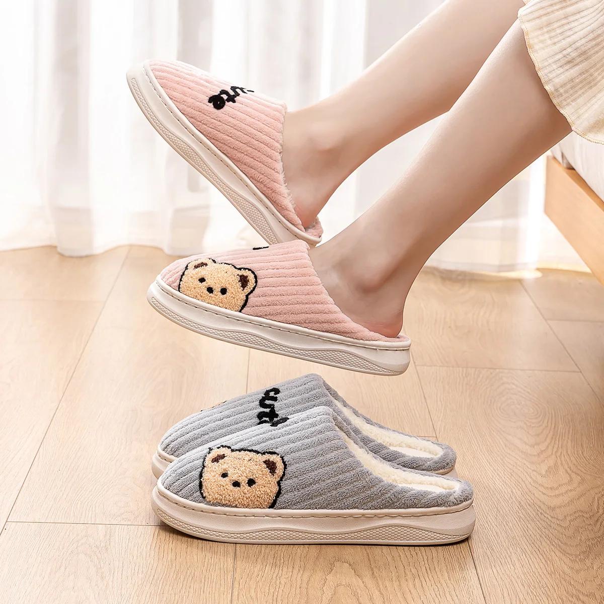 Новые зимние домашние тапочки женские мягкие милые мультяшные туфли мужские повседневные — фото 5