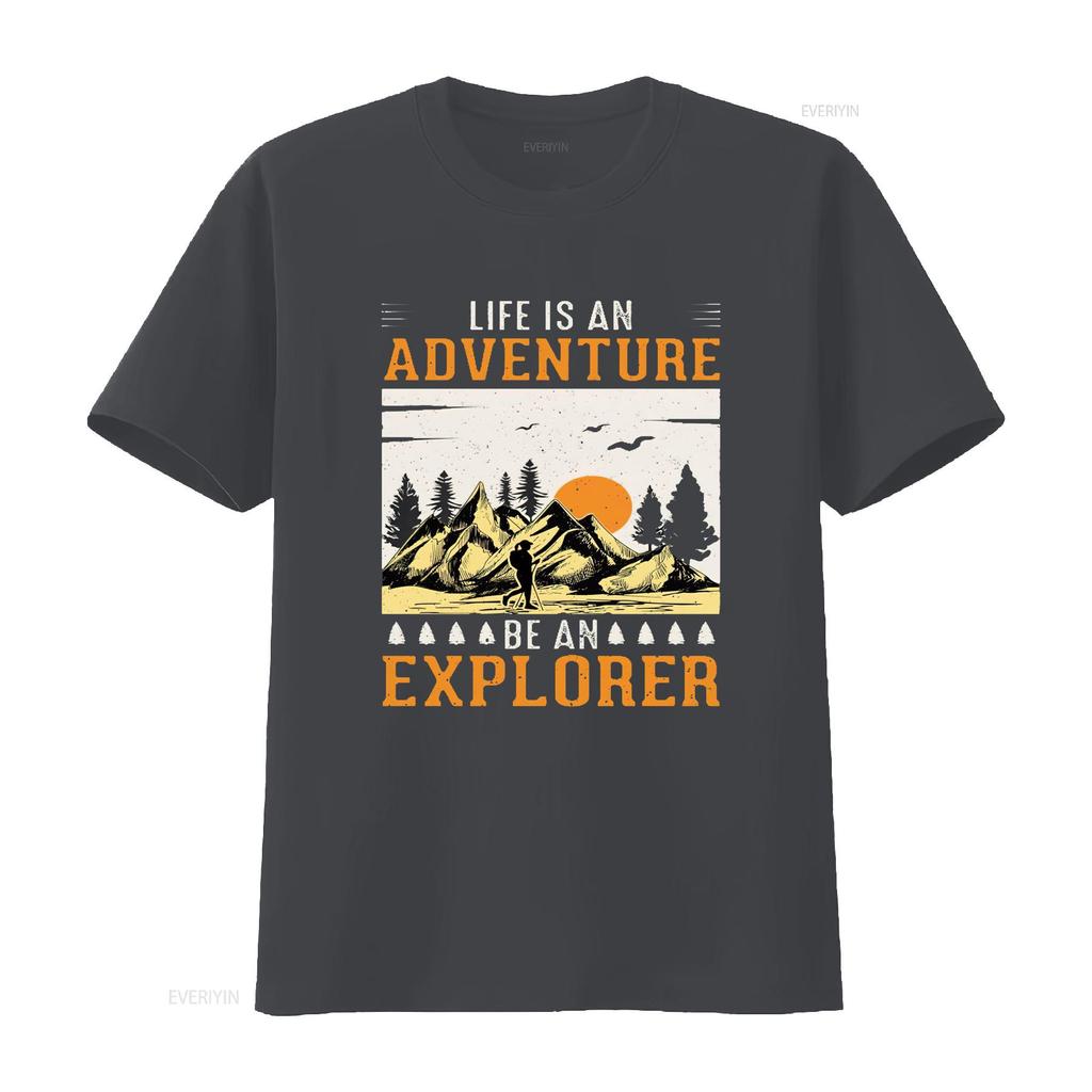 Womens Life is An Adventure Be Explorer Quote Camping Vintage  T Shirt vintage Washed Breathable Casual Unisex fashion