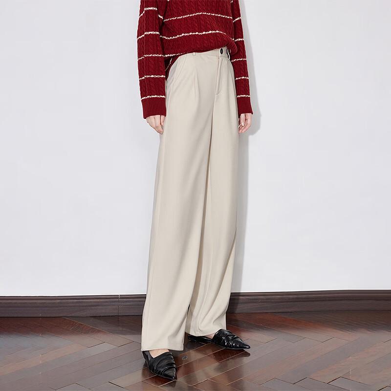 PUMI Women's Autumn/Winter Wool Blend Straight-Leg Casual Pants