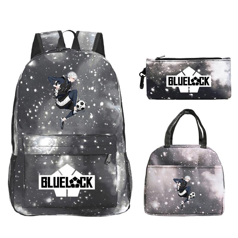 3 Piece School Backpack Set for Students Large Capacity Oxford Cloth Schoolbag with Shoulder Strap and Pencil Case