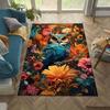Vibrant Owl & Floral Design Area Rug - Floor mat Crystal Velvet, Non-Slip, Durable Polyester Mat for Living Room, Bedroom,