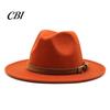 Outdoor Hiking Headwear Wool Felt Fedora Hat, Unisex Panama Hat with Faux Leather Band, Casual Daily Wear Wide Brim Vintage Trilby for Women