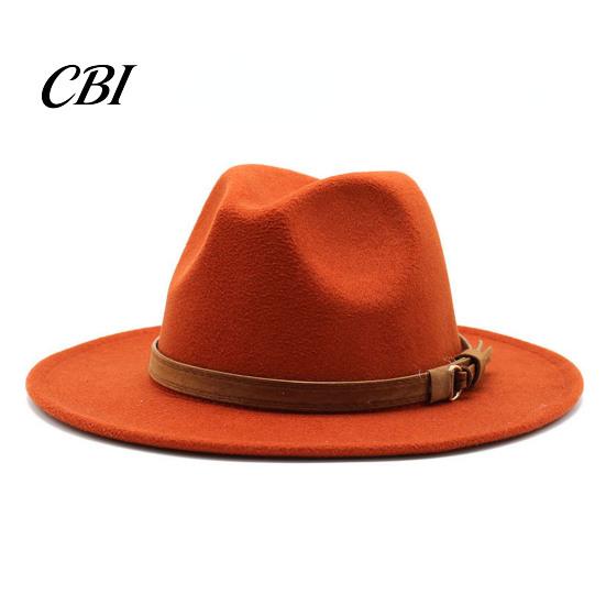 Outdoor Hiking Headwear Wool Felt Fedora Hat, Unisex Panama Hat with Faux Leather Band, Casual Daily Wear Wide Brim Vintage Trilby for Women