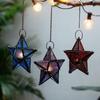 Pointed Christmas Five Star Glass Candles House Ornament Candleholder Decoration