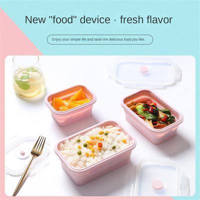 Silicone Lunch Box, Collapsible Folding Food Storage Container with Lids, Kitchen Microwave Freezer and Dishwasher Safe Kids
