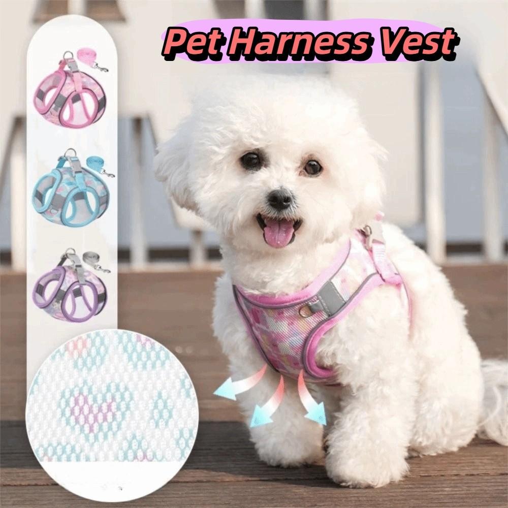 Reflective Pet Vest Style Harness Adjustable Pet Chest Strap Dog Harness Leash Set Daily Walk