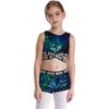 Kids Girls Sparkling Sequins Dance Clothes Set Sleeveless Criss Cross Straps Crop Top with Shorts