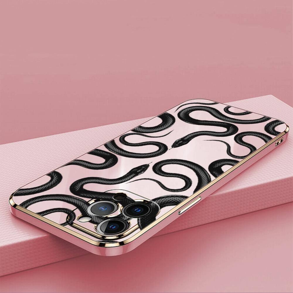 N72 Мягкие чехлы для телефонов из ТПУ с покрытием в виде змеи из черного золота — фото 10