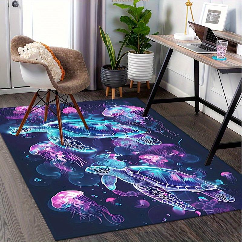 1pc Sea turtles,Jellyfish,Underwater Office Carpet Soft Polyester Entrance Carpet Washable Non slip