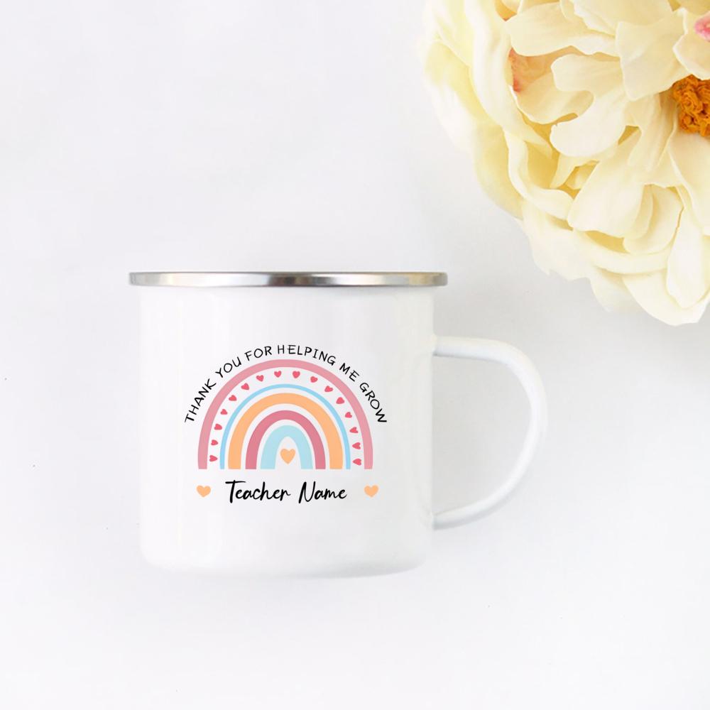Personalised Teacher Mug with Name Thank You for Helping Me Grow Gift Nursery Primary Teacher Appreciation Gifts Coffee Mug