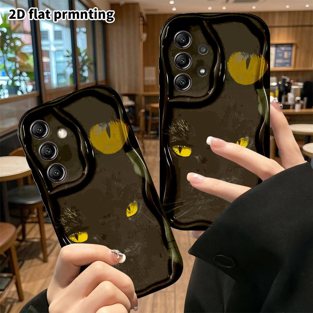 Phone Case: 2D Flat, Suitable for Samsung Galaxy A34 A35 M05 M06 S20 S22 S21 FE Plus 5G Protective Case, Black and Gold Pupil, Perfect Christmas and H