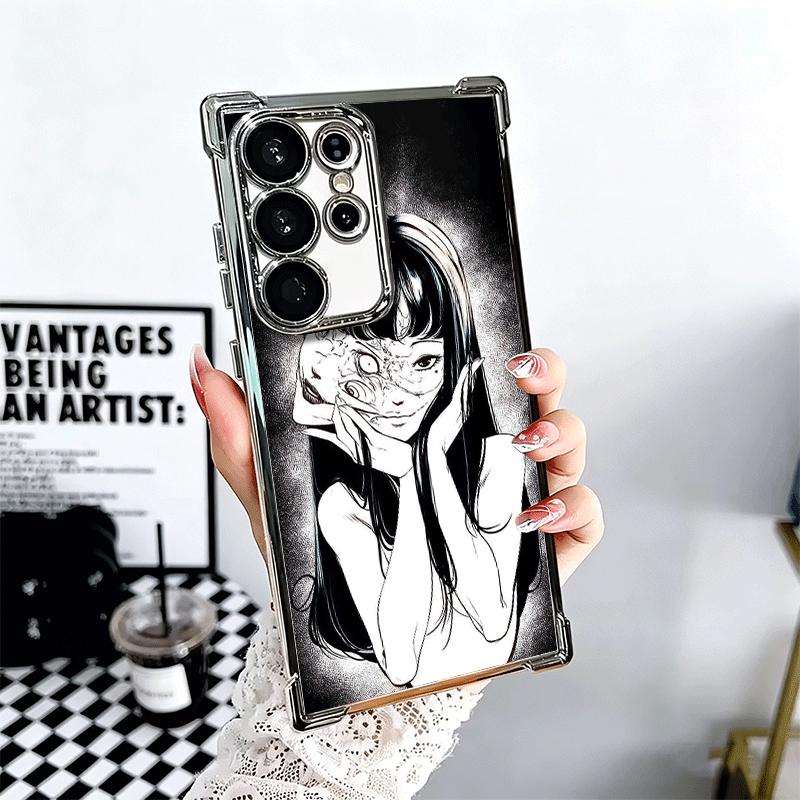 

Japanese Horror Anime Plating Phone Case For Samsung Galaxy S24 S25 FE S26 Edge S23 Ultra S22 S21 Plus S20 Anti-Fall Airabag Cov Samsung S21 Plus