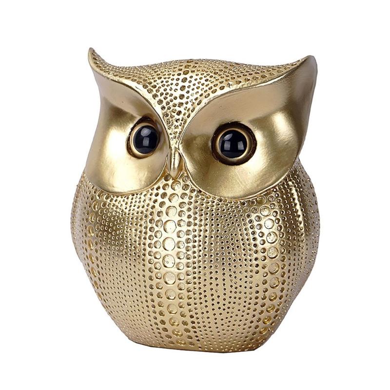 Dots Owl Statue Decorative Figurine Ornament for Home Office Resins Crafts Animal Sculpture for Book Shelf and TV Stand