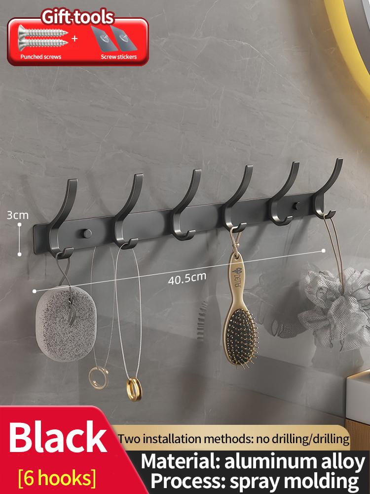 No Drill of Door Hooks, Space Aluminum, Non Perforated Bathroom Hooks, Bedroom Storage, Clothes Hanger Hooks, Wall Clothes Hook