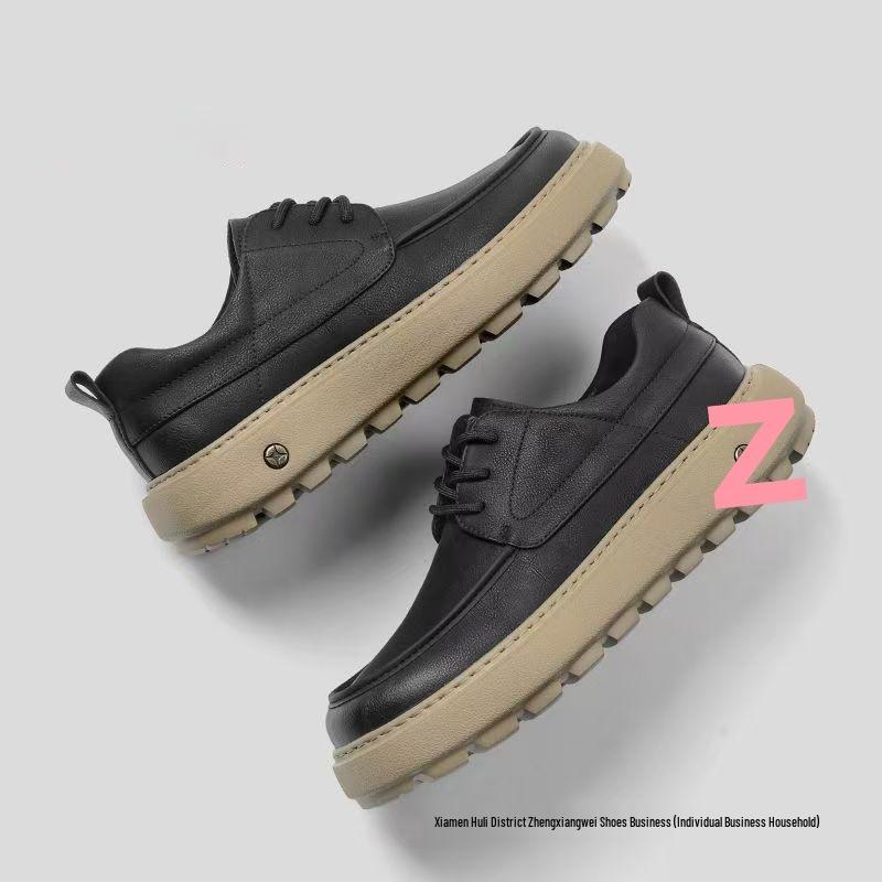 Herren Europäische Lederschuhe: 2025 Herbst/Winter, Atmungsaktiv, Dicke Sohle, Höhenverstärkend, Vielseitige Freizeitsneaker.