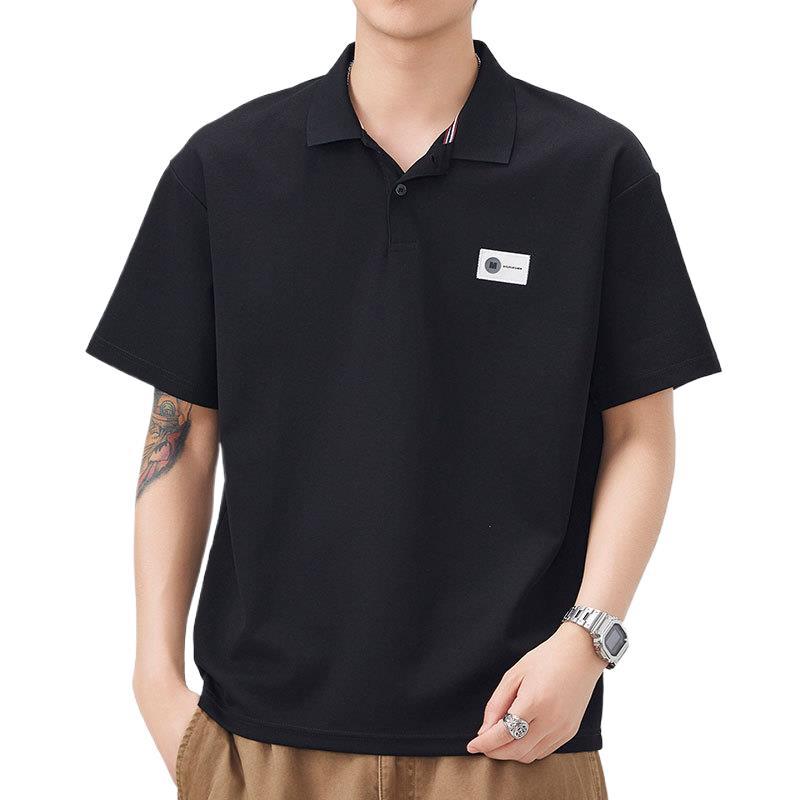 

Мужская новая летняя свободная футболка-поло с коротким рукавом, лацканом, тонкая короткая футболка 4XL