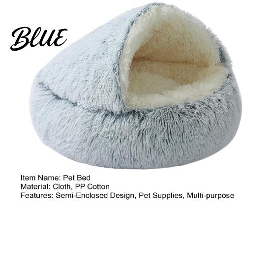 Puppy Sleeping Bed Dog Winter Semi-Enclosed Indoor Plush Pet Round Hooded Small Cat Cave Warm