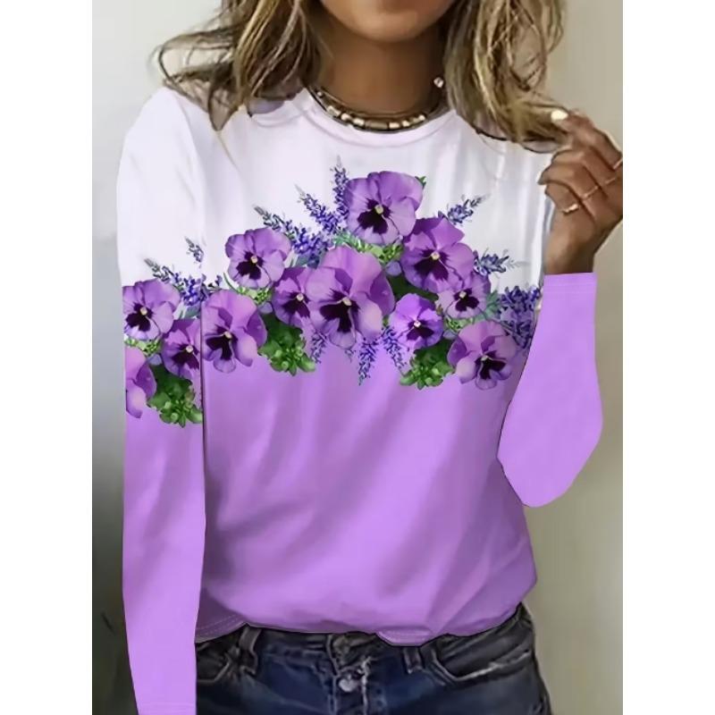 Damen T-Shirt Grafik Tier Libelle Elegant Mode T-Shirts Langarm T-Shirts V-Ausschnitt Reguläre Oberteile Pullover Herbst