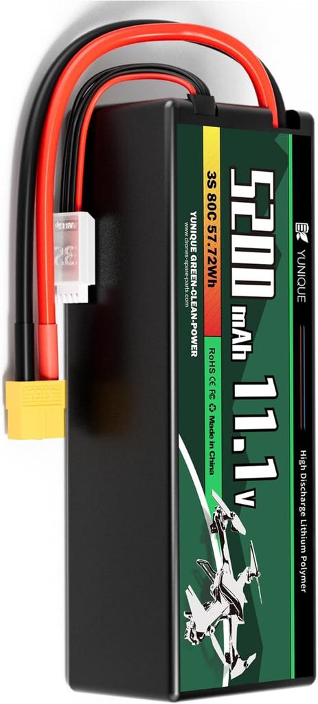 Lipo Battery 3S 11.1V 7200mAh 120C with XT90 Connector – High Power for RC Models – Hard Case, Silicone Wire