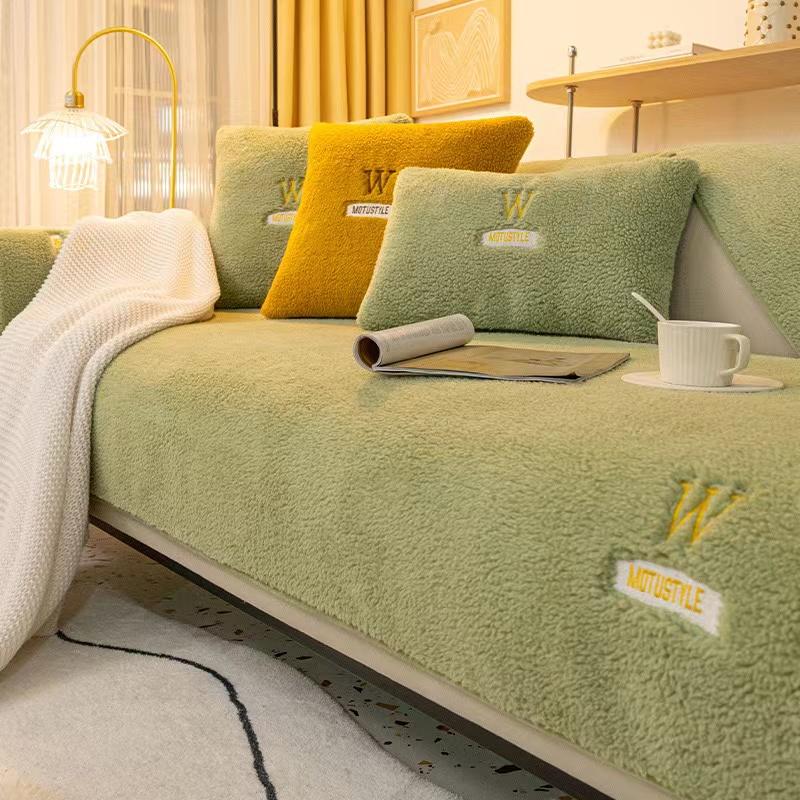 Winter Warm Lambswool Sofa Towel Thick Soft Plush Sofa Cover Non-slip Slipcovers L-shaped Sectional Couch Cover Home Decor