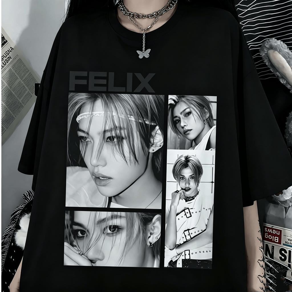 Stay Kid Kpop Design T-shirt Graphique Manches Courtes Unisexe T-shirt d'Été 2026 Nouveau Unisexe Unisexe 100% Coton T-shirt Street Wear Y2K