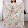 Pink Watercolor Vintage Flowers Pattern Throw Blanket Fluffy Cozy Throw Blanket for Home Decor