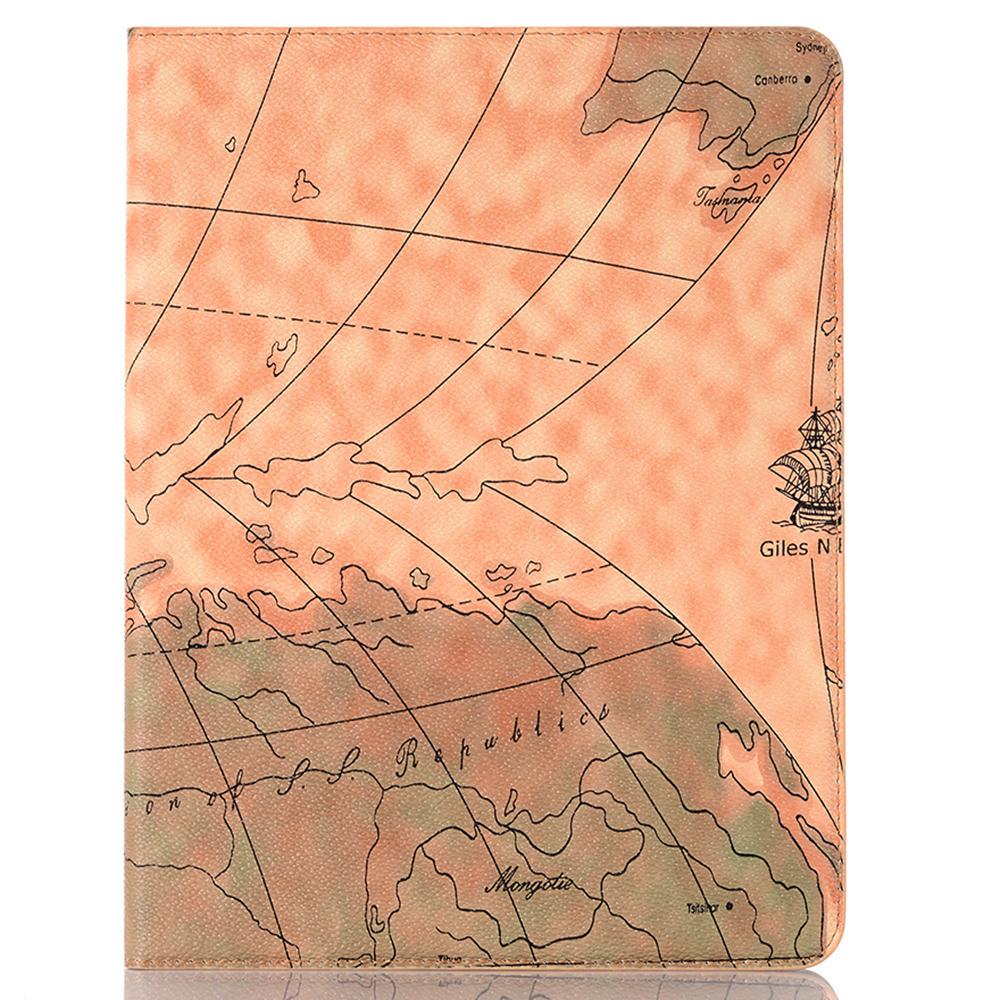 For iPad Pro 13 (2025)/13 (2024) Case Wallet Map Pattern PU Leather Folio Tablet Cover Auto Wake/Sleep