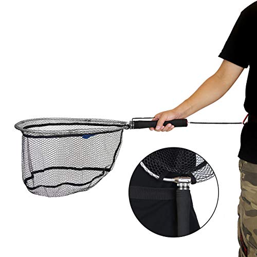 SANLIKE Landing Grip, Landing Shaft, Landing Net, Wading Grip, Landing Net Grip, Aluminum, EVA Grip with Hook, Ball Handle, Landing Pole, Gray