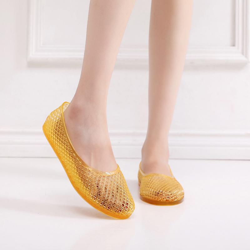 Корейские женские прозрачные сандалии с сеткой и низким вырезом слипоны 39 прозрачныйжёлтый 1290₽